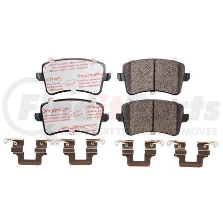 PowerStop Brakes NXE-1386 Disc Brake Pad Set - Rear, Carbon Fiber Ceramic Pads with Hardware for 2010 - 2016 Audi A4