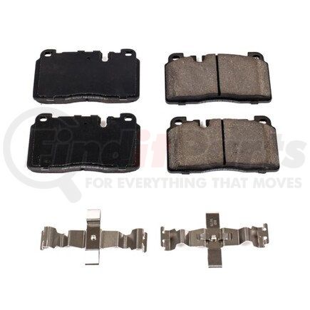 PowerStop Brakes NXE-1663 Disc Brake Pad Set - Front, Carbon Fiber Ceramic Pads with Hardware for 2017 - 2018 Audi A6