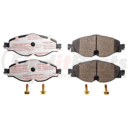 PowerStop Brakes NXE-1760 Disc Brake Pad Set - Front, Carbon Fiber Ceramic Pads with Hardware for 2015 - 2019 Volkswagen Golf SportWagen