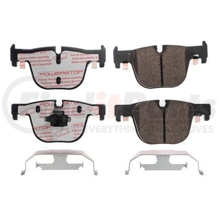 PowerStop Brakes NXE-1610 Disc Brake Pad Set - Rear, Carbon Fiber Ceramic Pads with Hardware for 2014 - 2016 BMW 335i GT xDrive