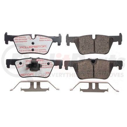 PowerStop Brakes NXE-1613 Disc Brake Pad Set - Rear, Carbon Fiber Ceramic Pads with Hardware for 2014 - 2016 BMW 228i