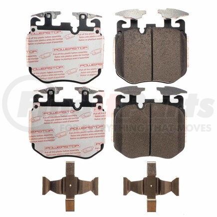 PowerStop Brakes NXE-1868 Disc Brake Pad Set - Front, Carbon Fiber Ceramic Pads with Hardware for 2018 - 2021 BMW M550i xDrive