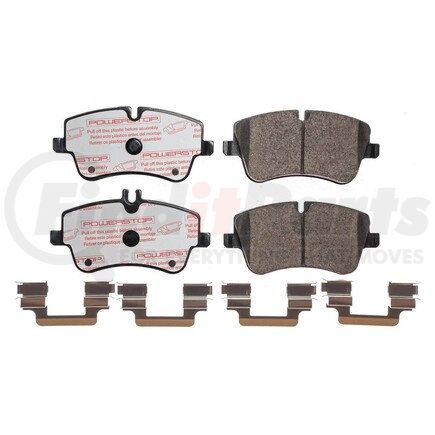 PowerStop Brakes NXE-872 Disc Brake Pad Set - Front, Carbon Fiber Ceramic Pads with Hardware for 2002 - 2004 Mercedes C230