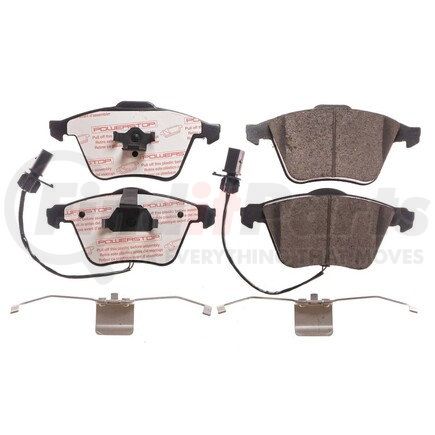 PowerStop Brakes NXE-915A Disc Brake Pad Set - Front, Carbon Fiber Ceramic Pads with Hardware for 2005 - 2009 Audi A4