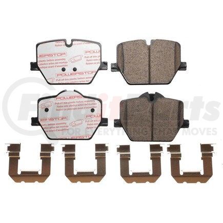 PowerStop Brakes NXE-2220 Disc Brake Pad Set - Rear, Carbon Fiber Ceramic Pads with Hardware for 2019 - 2021 BMW 330i