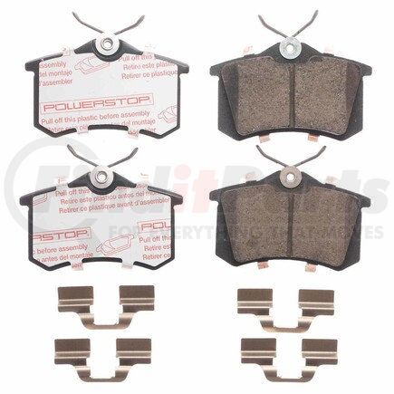 PowerStop Brakes NXE-340 Disc Brake Pad Set - Rear, Carbon Fiber Ceramic Pads with Hardware for 1984 - 2005, 2012-2018 Volkswagen Jetta