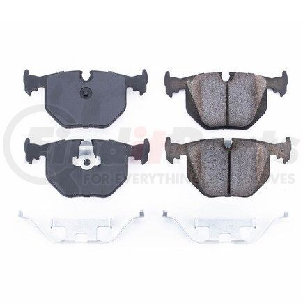 PowerStop Brakes NXE-683 Disc Brake Pad Set - Rear, Carbon Fiber Ceramic Pads with Hardware for 2008 BMW 535xi