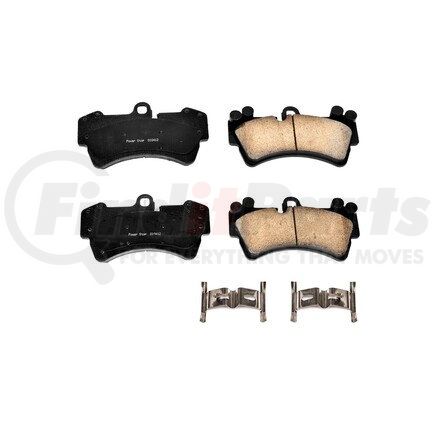 PowerStop Brakes NXE-977 Disc Brake Pad Set - Front, Carbon Fiber Ceramic Pads with Hardware for 2007 - 2015 Audi Q7