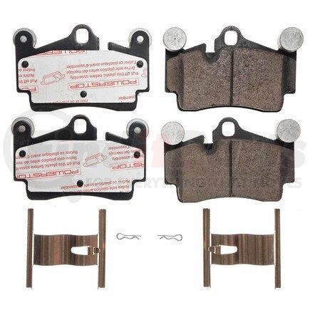 PowerStop Brakes NXE-978 Disc Brake Pad Set - Rear, Carbon Fiber Ceramic Pads with Hardware for 2004 - 2010 Volkswagen Touareg
