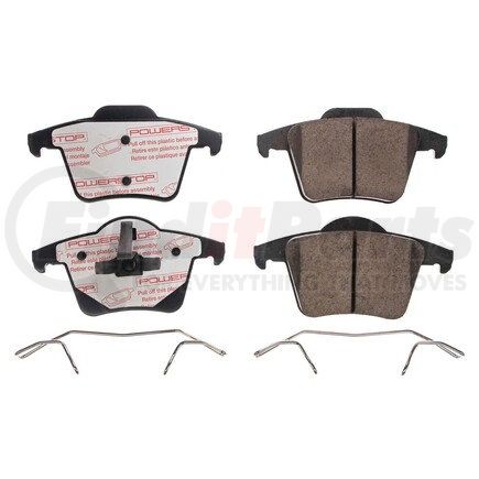 PowerStop Brakes NXE-980 Disc Brake Pad Set - Rear, Carbon Fiber Ceramic Pads with Hardware for 2003 - 2014 Volvo XC90