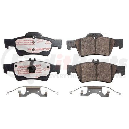 PowerStop Brakes NXE-986 Disc Brake Pad Set - Rear, Carbon Fiber Ceramic Pads with Hardware for 2006 - 2016 Mercedes E350