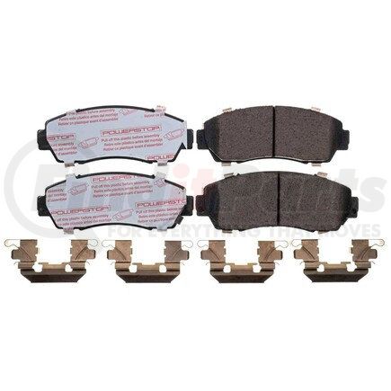 PowerStop Brakes NXT-1089 Disc Brake Pad Set - Front, Carbon Fiber Ceramic Pads with Hardware for 2007 - 2012 Acura RDX