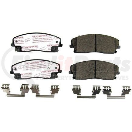 PowerStop Brakes NXT-1056 Disc Brake Pad Set - Front, Carbon Fiber Ceramic Pads with Hardware for 2009 - 2020 Dodge Challenger