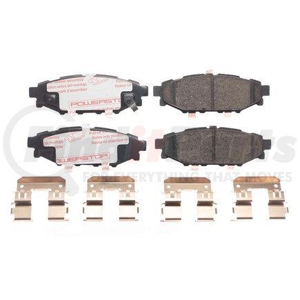PowerStop Brakes NXT-1114 Disc Brake Pad Set - Rear, Carbon Fiber Ceramic Pads with Hardware for 2009 - 2018 Subaru Forester