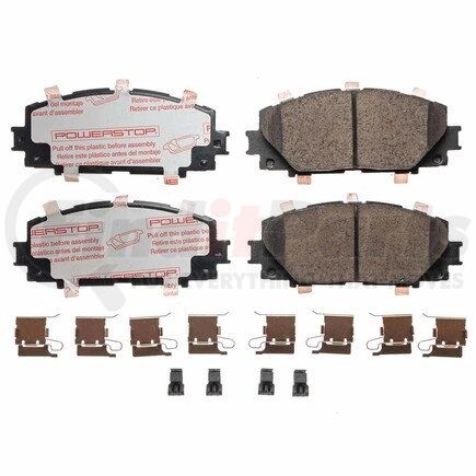 PowerStop Brakes NXT-1184A Disc Brake Pad Set - Front, Carbon Fiber Ceramic Pads with Hardware for 2010-2021 Toyota Prius