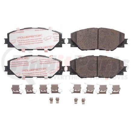 PowerStop Brakes NXT-1211 Disc Brake Pad Set - Front, Carbon Fiber Ceramic Pads with Hardware for 2006-2018 Toyota RAV4