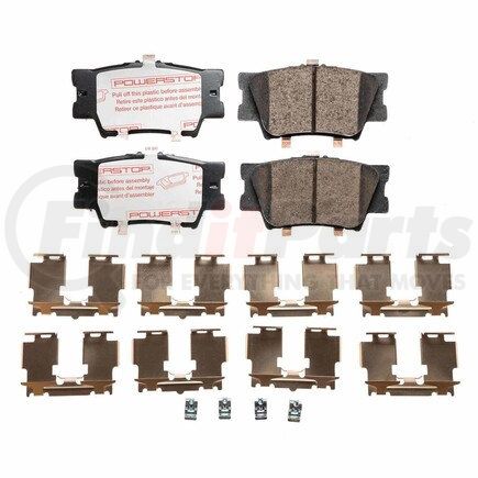 PowerStop Brakes NXT-1212 Disc Brake Pad Set - Rear, Carbon Fiber Ceramic Pads with Hardware for 2007-2021 Toyota Camry