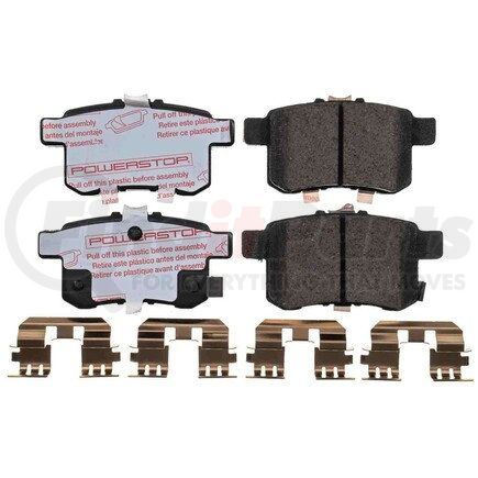 PowerStop Brakes NXT-1336 Disc Brake Pad Set - Rear, Carbon Fiber Ceramic Pads with Hardware for 2009-2010 Acura TSX