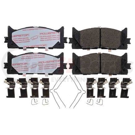PowerStop Brakes NXT-1293 Disc Brake Pad Set - Front, Carbon Fiber Ceramic Pads with Hardware for 2007-2017 Toyota Camry