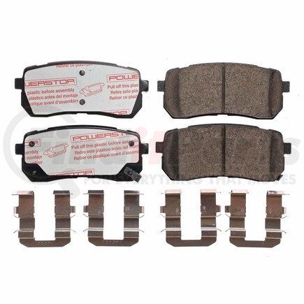 PowerStop Brakes NXT-1302 Disc Brake Pad Set - Rear, Carbon Fiber Ceramic Pads with Hardware for 2007-2012 Hyundai Veracruz