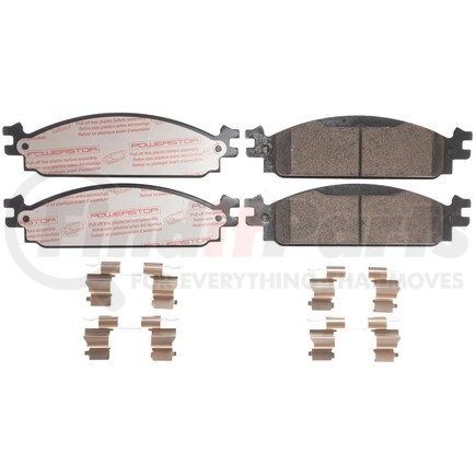 PowerStop Brakes NXT-1376 Disc Brake Pad Set - Front, Carbon Fiber Ceramic Pads with Hardware for 2009-2011 Ford Flex