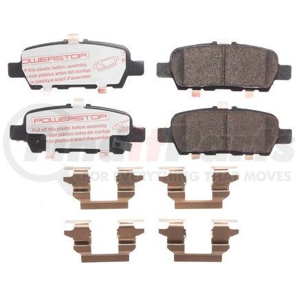 PowerStop Brakes NXT-1393 Disc Brake Pad Set - Rear, Carbon Fiber Ceramic Pads with Hardware for 2014-2019 Infiniti Q50