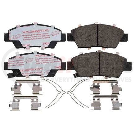 PowerStop Brakes NXT-1394 Disc Brake Pad Set - Front, Carbon Fiber Ceramic Pads with Hardware for 2009-2020 Honda Fit