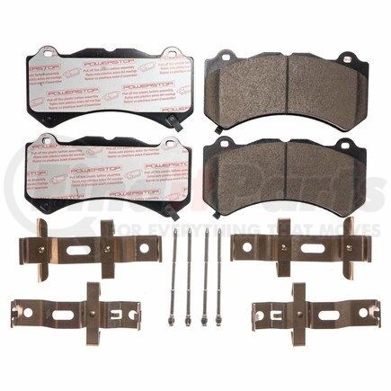 PowerStop Brakes NXT-1405 Disc Brake Pad Set - Front, Carbon Fiber Ceramic Pads with Hardware for 2015-2019 Chevrolet Corvette