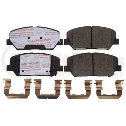PowerStop Brakes NXT-1413 Disc Brake Pad Set - Front, Carbon Fiber Ceramic Pads with Hardware for 2013-2015 Hyundai Veloster