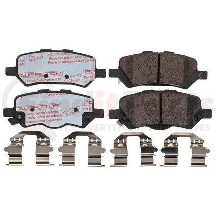PowerStop Brakes NXT-1402 Disc Brake Pad Set - Rear, Carbon Fiber Ceramic Pads with Hardware for 2009-2016 Toyota Venza