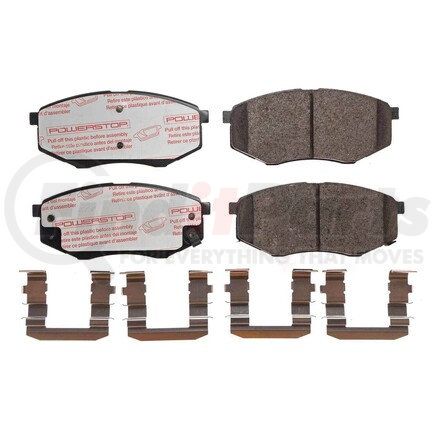 PowerStop Brakes NXT-1447 Disc Brake Pad Set - Front, Carbon Fiber Ceramic Pads with Hardware for 2010-2011 Hyundai Tucson