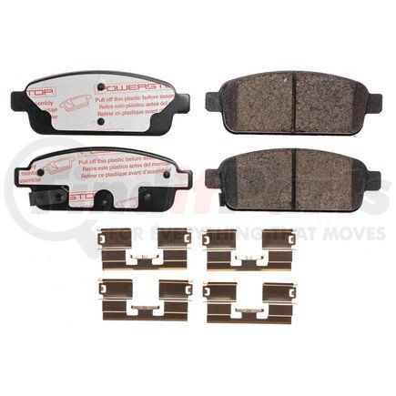 PowerStop Brakes NXT-1468 Disc Brake Pad Set - Rear, Carbon Fiber Ceramic Pads with Hardware for 2016-2019 Buick Cascada