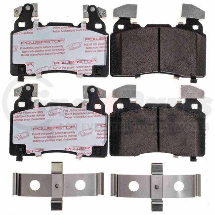 PowerStop Brakes NXT-1474A Disc Brake Pad Set - Front, Carbon Fiber Ceramic Pads with Hardware for 2016-2021 Chevrolet Camaro