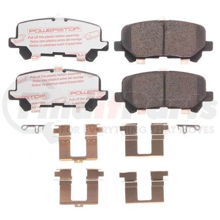 PowerStop Brakes NXT-1585 Disc Brake Pad Set - Rear, Carbon Fiber Ceramic Pads with Hardware for 2012-2015 Honda Pilot