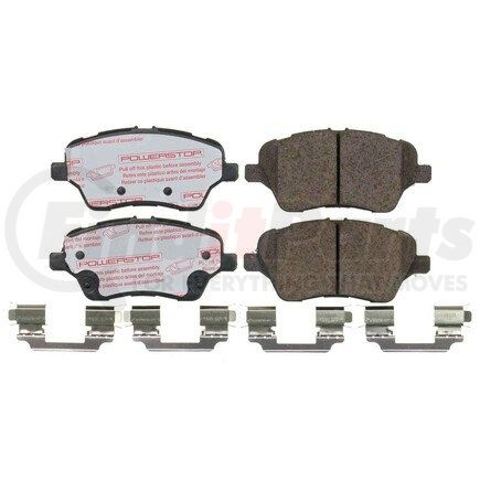 PowerStop Brakes NXT-1730 Disc Brake Pad Set - Front, Carbon Fiber Ceramic Pads with Hardware for 2014-2019 Ford Fiesta