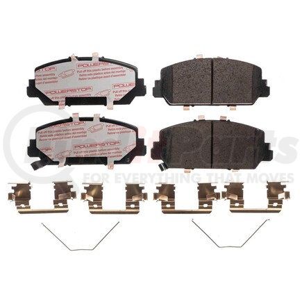 PowerStop Brakes NXT-1697 Disc Brake Pad Set - Front, Carbon Fiber Ceramic Pads with Hardware for 2016-2017 Honda Accord