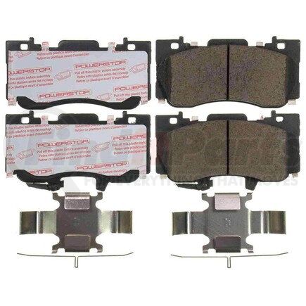 PowerStop Brakes NXT-1784 Disc Brake Pad Set - Front, Carbon Fiber Ceramic Pads with Hardware for 2015-2020 Ford Mustang