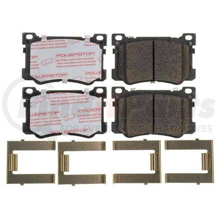 PowerStop Brakes NXT-1799 Disc Brake Pad Set - Front, Carbon Fiber Ceramic Pads with Hardware for 2017-2020 Genesis G80
