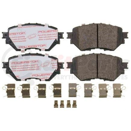PowerStop Brakes NXT-1759 Disc Brake Pad Set - Front, Carbon Fiber Ceramic Pads with Hardware for 2014-2017 Mazda 3