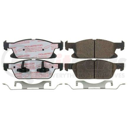 PowerStop Brakes NXT-1818 Disc Brake Pad Set - Front, Carbon Fiber Ceramic Pads with Hardware for 2016-2018 Lincoln MKX