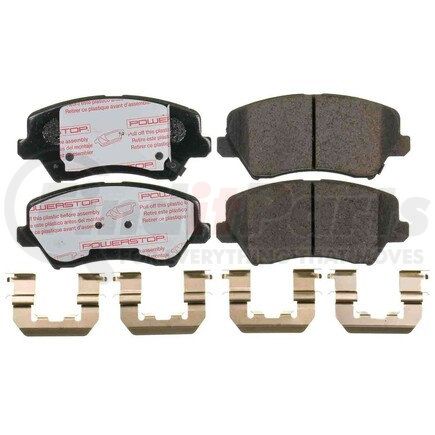 PowerStop Brakes NXT-1828 Disc Brake Pad Set - Front, Carbon Fiber Ceramic Pads with Hardware for 2017-2018 Kia Forte