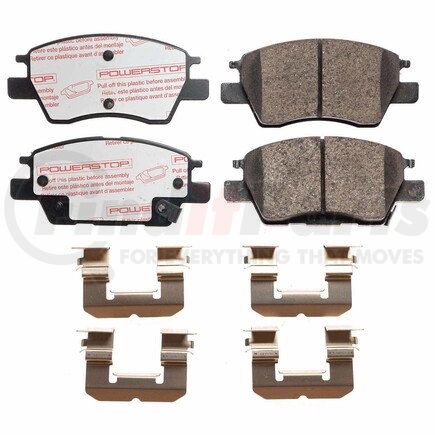 PowerStop Brakes NXT-1844 Disc Brake Pad Set - Front, Carbon Fiber Ceramic Pads with Hardware for 2016-2019 Chevrolet Cruze