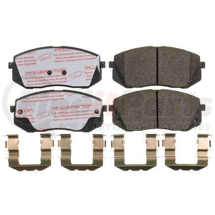 PowerStop Brakes NXT-1803 Disc Brake Pad Set - Front, Carbon Fiber Ceramic Pads with Hardware for 2015 Hyundai Sonata