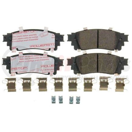PowerStop Brakes NXT-1805 Disc Brake Pad Set - Rear, Carbon Fiber Ceramic Pads with Hardware for 2015-2017 Lexus NX200t