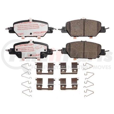 PowerStop Brakes NXT-2037 Disc Brake Pad Set - Rear, Carbon Fiber Ceramic Pads with Hardware for 2017-2021 Honda CRV