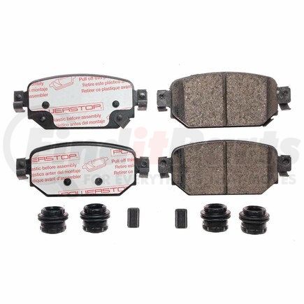 PowerStop Brakes NXT-2042 Disc Brake Pad Set - Rear, Carbon Fiber Ceramic Pads with Hardware for 2017-2018 Mazda 3