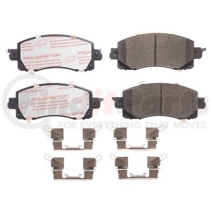 PowerStop Brakes NXT-2045 Disc Brake Pad Set - Front, Carbon Fiber Ceramic Pads with Hardware for 2018-2021 Subaru Crosstrek