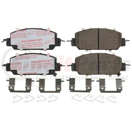 PowerStop Brakes NXT-2036 Disc Brake Pad Set - Front, Carbon Fiber Ceramic Pads with Hardware for 2017-2021 Honda CRV