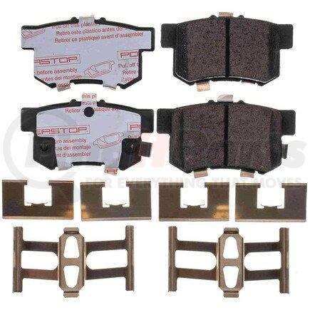 PowerStop Brakes NXT-536 Disc Brake Pad Set - Rear, Carbon Fiber Ceramic Pads with Hardware for 1999-2008 Acura TL