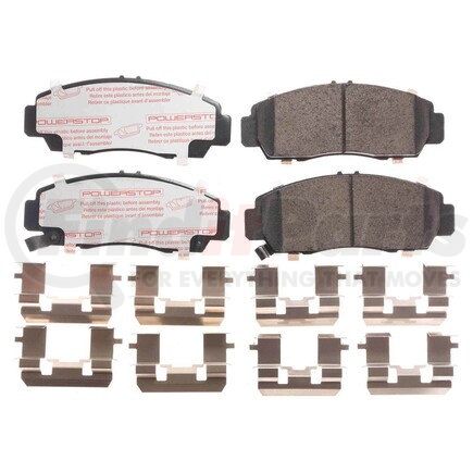 PowerStop Brakes NXT-787 Disc Brake Pad Set - Front, Carbon Fiber Ceramic Pads with Hardware for 1999-2008 Acura TL